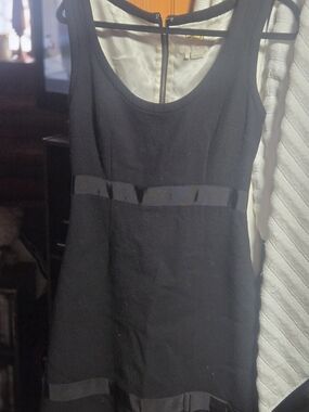 Karl Lagerfeld Black Sleeveless Mini Dress with Ribbon Trim